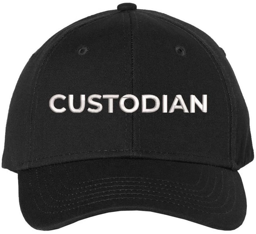 Custodian Embroidered Text Baseball Cap | Cleaning Crew Work Job Maintenance | Structured Hat