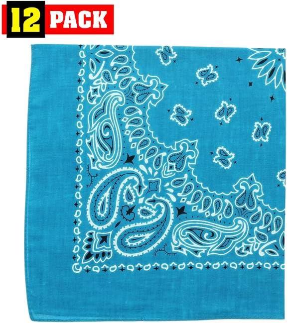 Trainmen Paisley Bandanas Scarf Do-rag Cotton Biker Head Rags Classic Bandanna 22" x 22" (12 Pack)