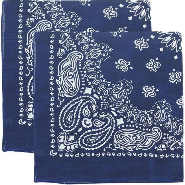 Trainmen Paisley Bandana Head Scarf Do-rag 100% Cotton Bandanna Cover 22" x 22", 2 Pack