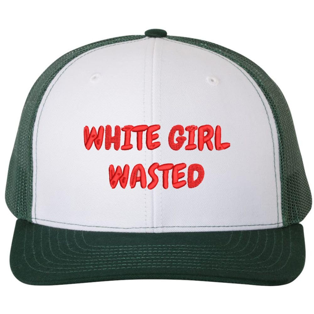 White Girl Wasted Trucker Hat Embroidered Funny Party Gag Gift Mesh Back Adjustable Cap
