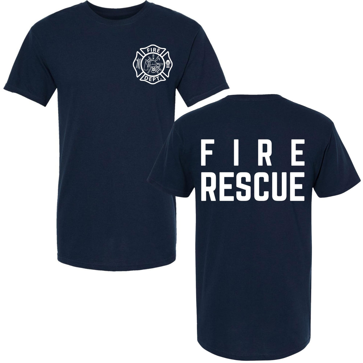 Fire Dept. Fire Rescue T-Shirt | Firefighter First Responder Crewneck Double Side Tee Shirt