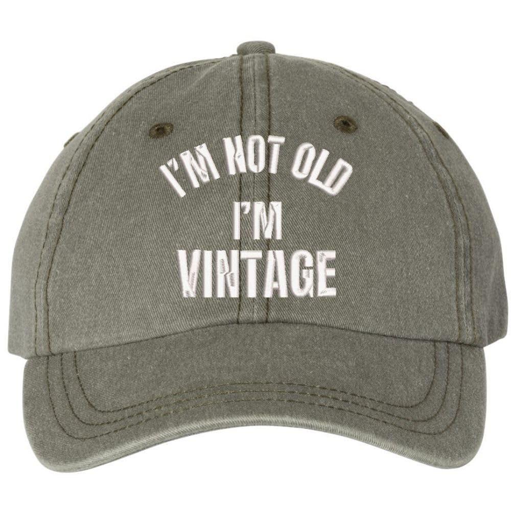 I'm Not Old I'm Vintage Embroidered Washed Cotton Dad Hat Retirement Father's Day Funny Gift Cap