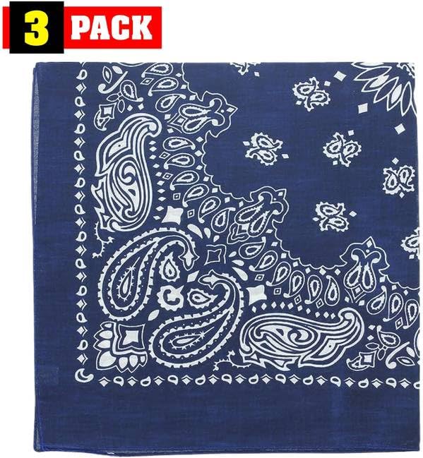Trainmen Paisley Bandanas Head Scarf Do-rag 100% Cotton Bandanna Head Cover 22" x 22", 3 Pack