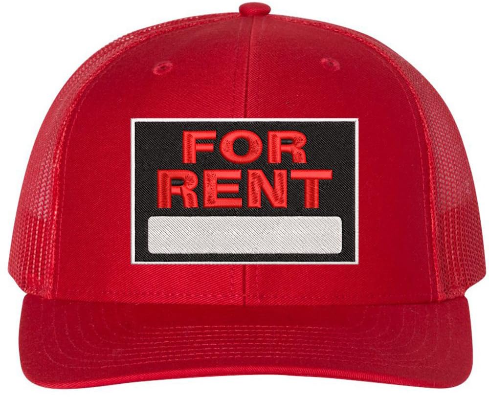For Rent Sign Embroidered Trucker Hat | Adjustable Structured Mesh Back Baseball Cap