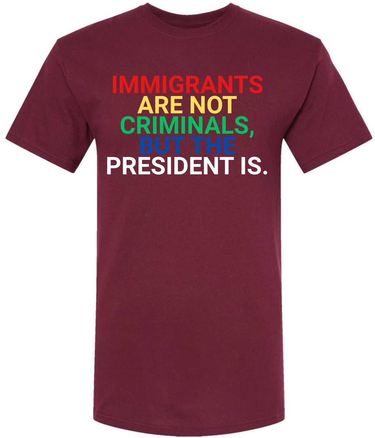 Immigrants Are Not Criminals But The President Is Printed T-Shirt | Political Activist & Social Justice Shirt
