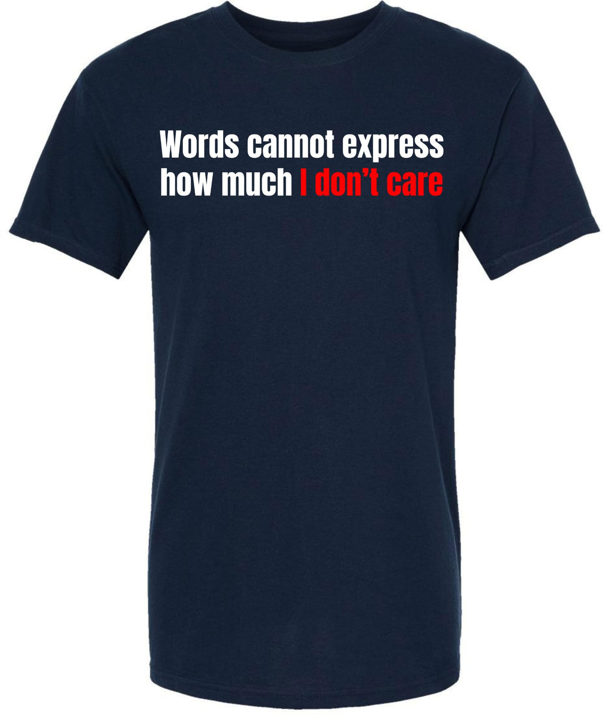 Words Cannot Express How Much I Don’t Care Printed T-Shirt Funny Sarcastic Cotton Crewneck Tee