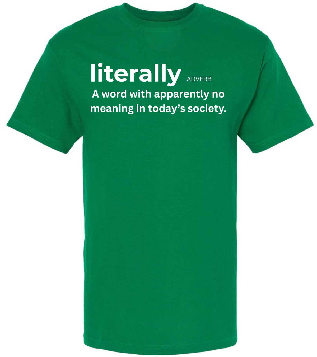 Literally, A Word With Apparently No Meaning In Today’s Society Printed T-Shirt Funny Grammar 100% Cotton Tee
