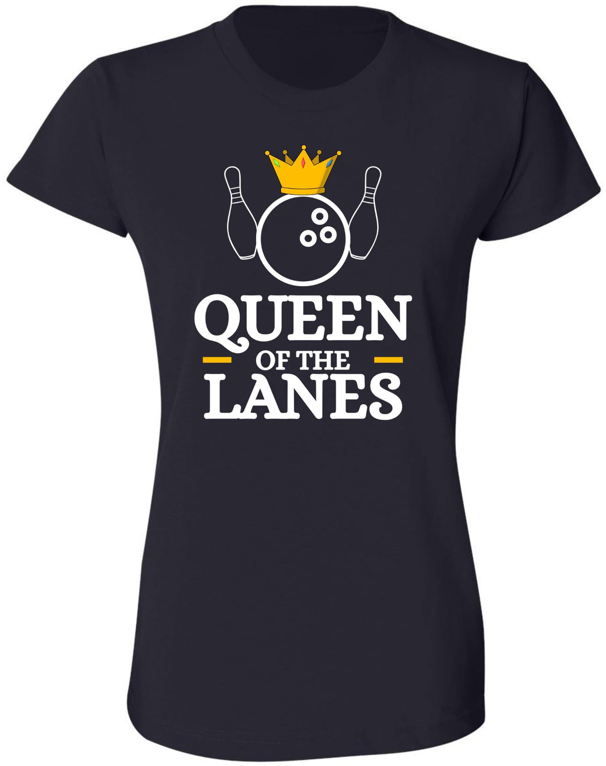 Queen of The Lanes Women Printed T-Shirt | 100% Cotton Crewneck Bowling Tee Shirt For Girls