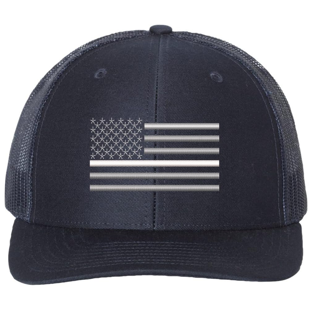 Army Universe Thin White Line USA Flag Snapback Trucker Hat Adjustable Mesh Back Baseball Cap