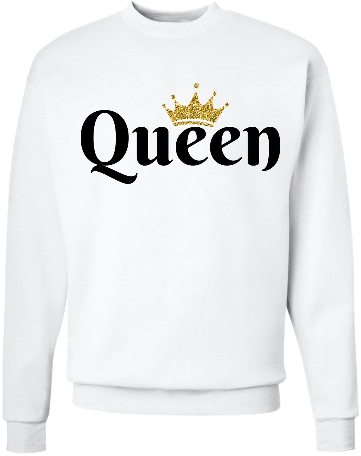 Queen Crown Printed Sweatshirt Royal Gift Valentines Day Girlfriend Cotton Blend Crewneck Pullover