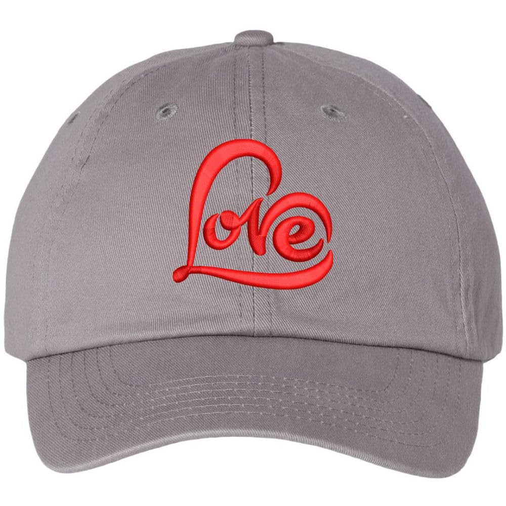 Love Heart Text Embroidered Hat | Mom Girlfriend Loved One Valentines Day Adjustable, Unstructured Dad Cap