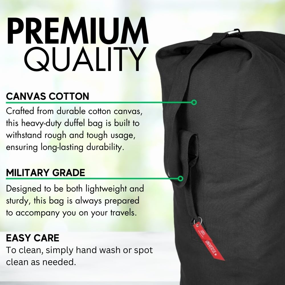 Top Load Heavyweight Cotton Canvas Tactical Military Duffle Bag Carryall Shoulder Storage Bulk Travel Bag