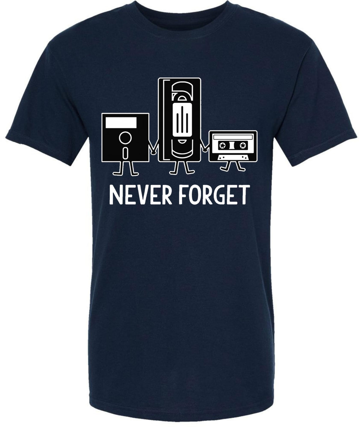 Never Forget Printed T-Shirt Retro Vintage 80s 90s Geek 100% Cotton Crewneck Tee