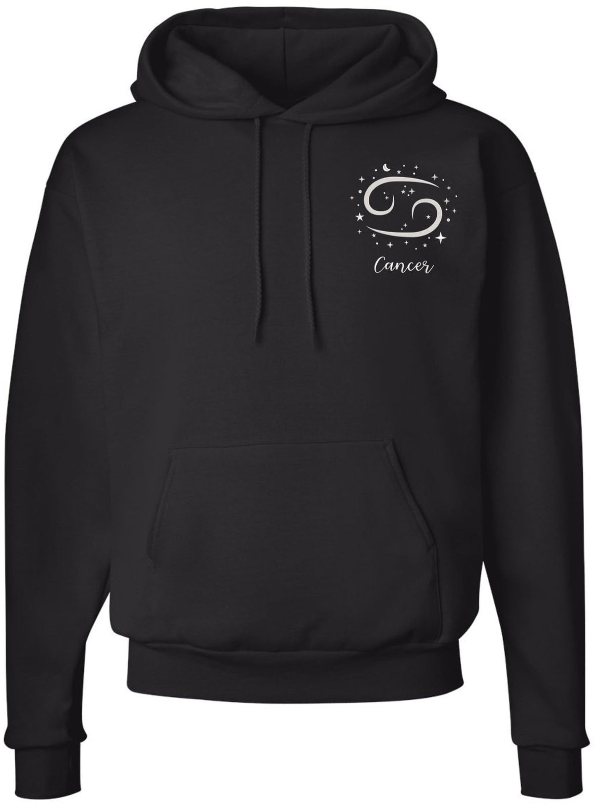 Zodiac Signs Embroidered Hoodie Sweatshirt | Horoscope Month Symbols Astrology Designs Hooded Pullover, Black