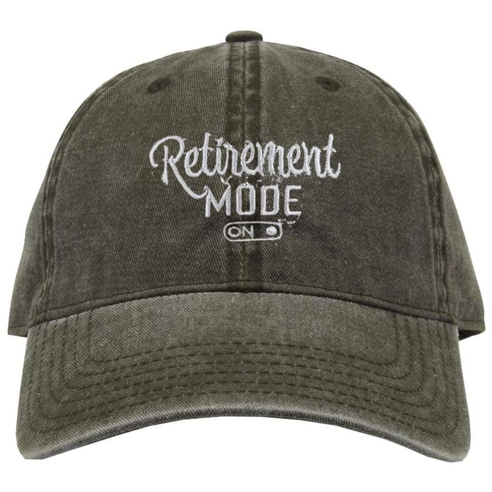 Retirement Mode On Embroidered Dad Hat Vintage Style Unstructured Washed Cotton Retirement Adjustable Cap