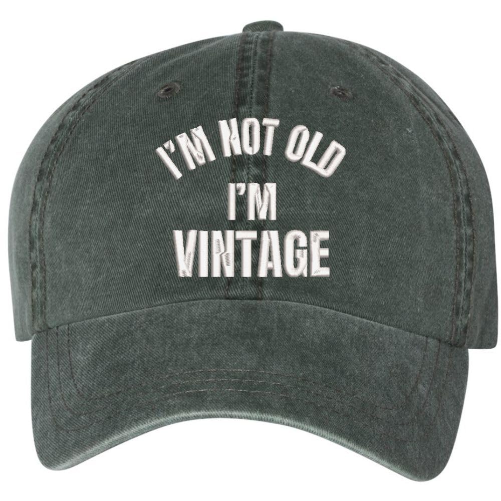 I'm Not Old I'm Vintage Embroidered Washed Cotton Dad Hat Retirement Father's Day Funny Gift Cap