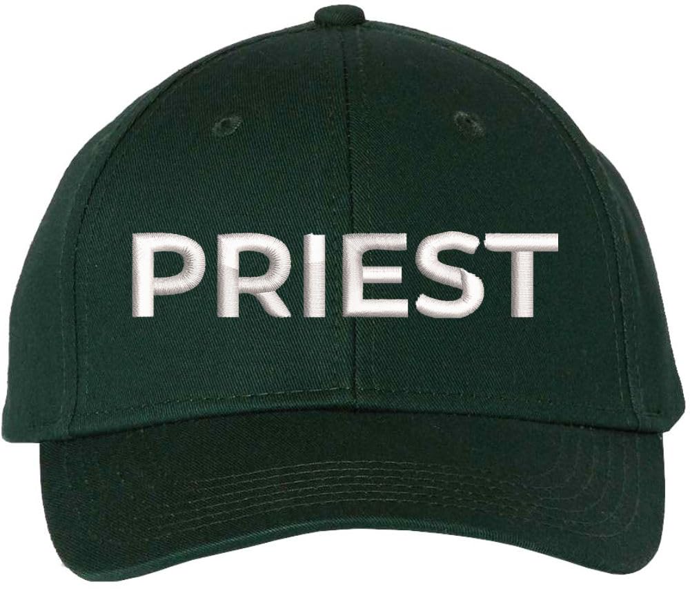 Priest Embroidered Baseball Cap | Text Father Pastor Leader Group Church Trip Structured Cap