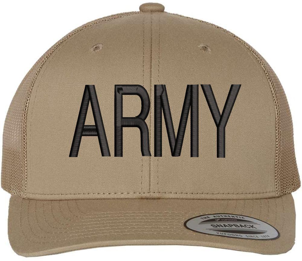 ARMY Embroidered Trucker Hat | US Army Military Text Structured Mesh Back Baseball Cap