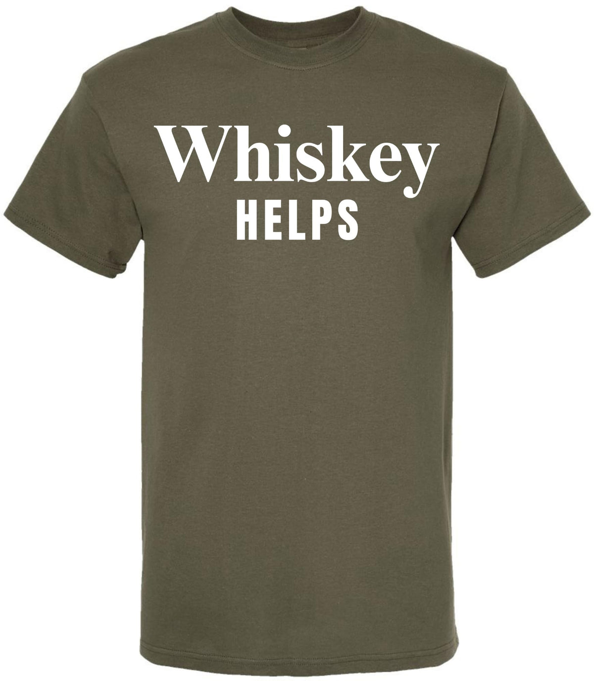 Whiskey Helps Printed T-Shirt Funny Drinking Shirt Bar Humor Gag Gift Party Tee