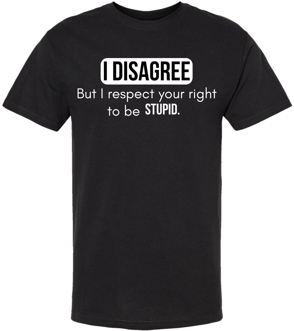 I Disagree But I Respect Your Right To Be Stupid Printed T-Shirt Sarcastic Witty Statement 100% Cotton Tee