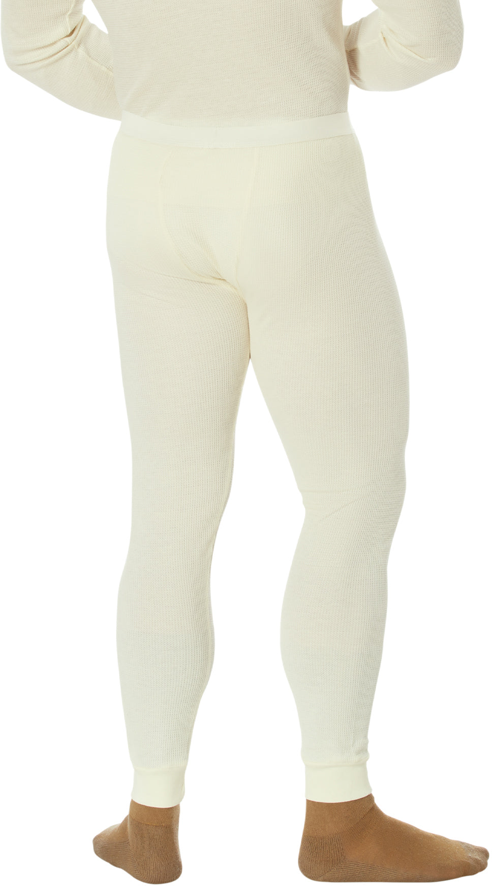 Natural White - Cold Weather Thermal Knit Underwear Pants - Cotton Polyester