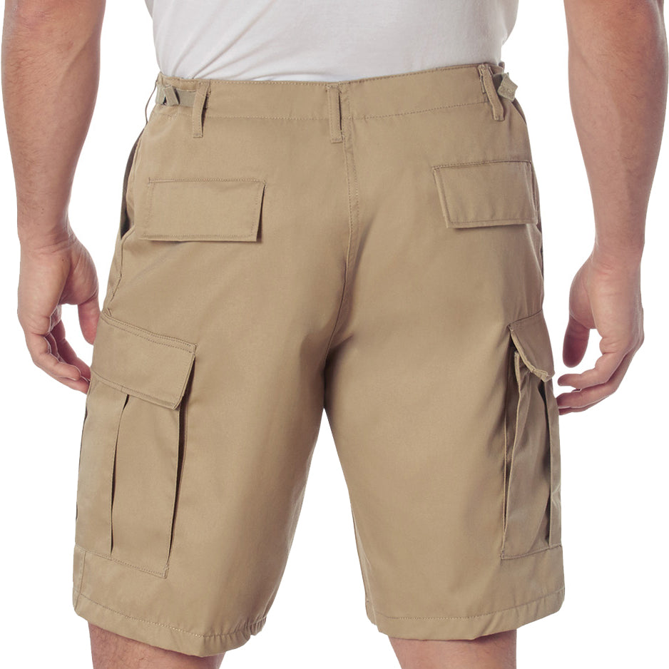 Khaki - Tactical Cargo BDU Shorts - Polyester Cotton Twill - Button Fly