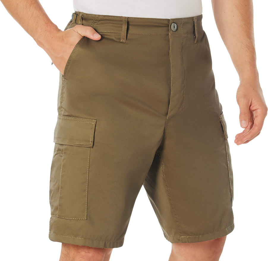 Coyote Brown - Tactical Cargo BDU Shorts - Polyester Cotton Twill - Button Fly
