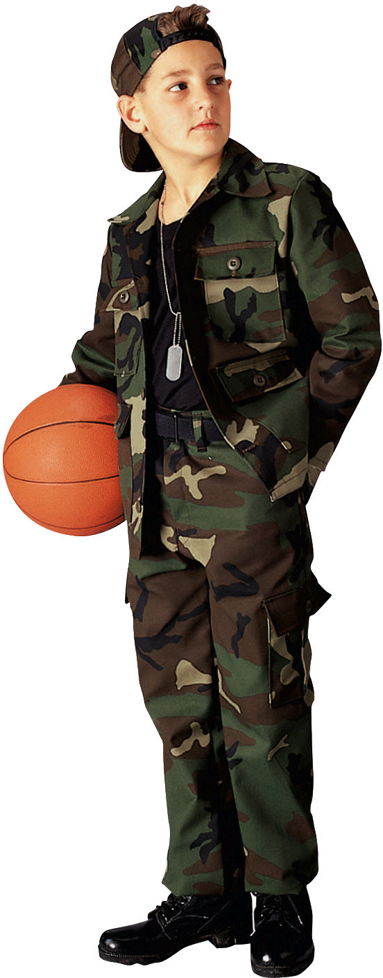 Woodland Camouflage - Kids Military BDU Shirt - Polyester Cotton