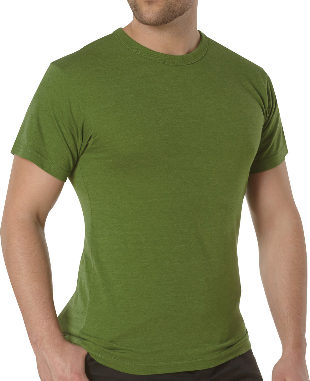 Heather Green Solid Color T-Shirt with Cotton / Polyester Blend