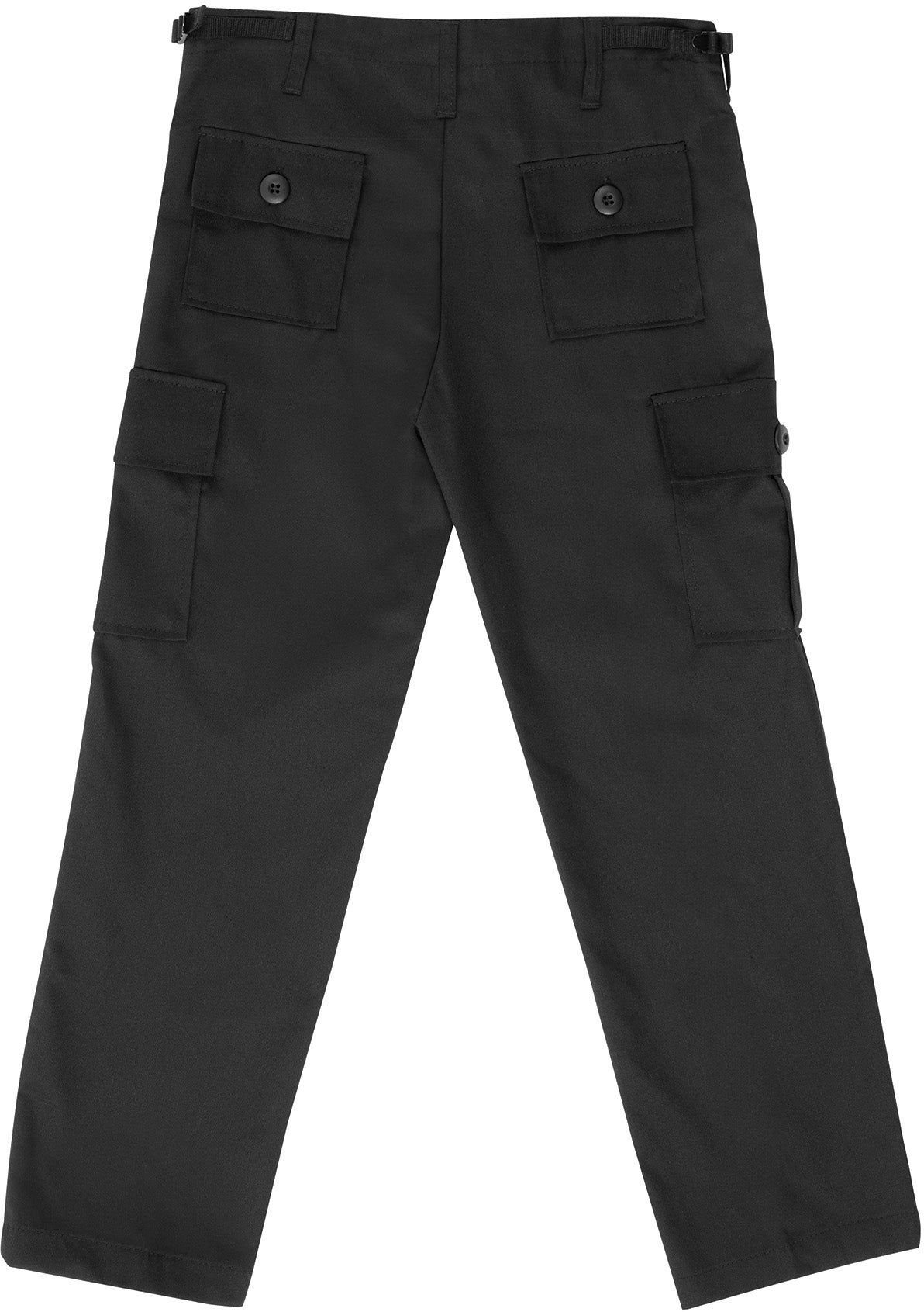Black - Tactical BDU Cargo Pants - Poly/Cotton Twill - Zipper Fly - Kids