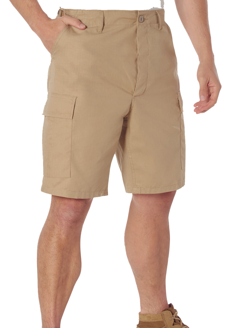 Khaki - Tactical Cargo BDU Shorts - Cotton Rip-Stop - Button Fly
