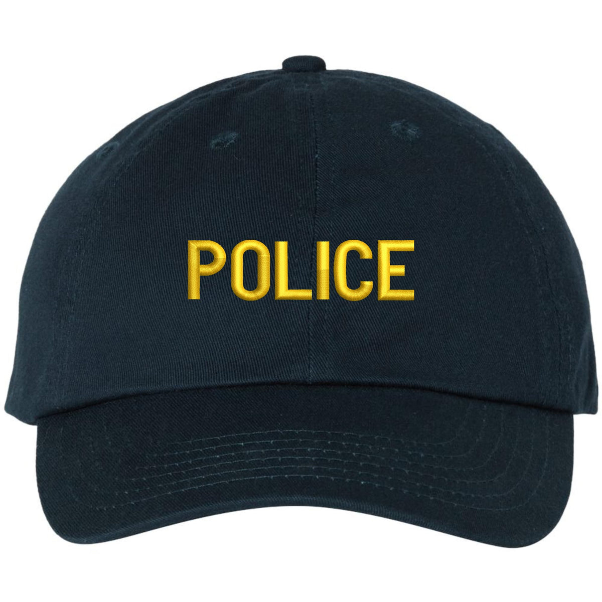 POLICE Unstructured Dad Hat Low Profile Adjustable Baseball Cap for Security, Guard & Law Enforcement Uniforms