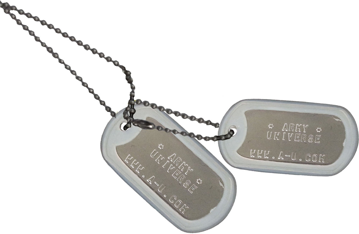 US Military Dog Tag Set - ID Matte Metal ID Dog Tags Necklace Complete Set with 2 Chains and 2 Silencers
