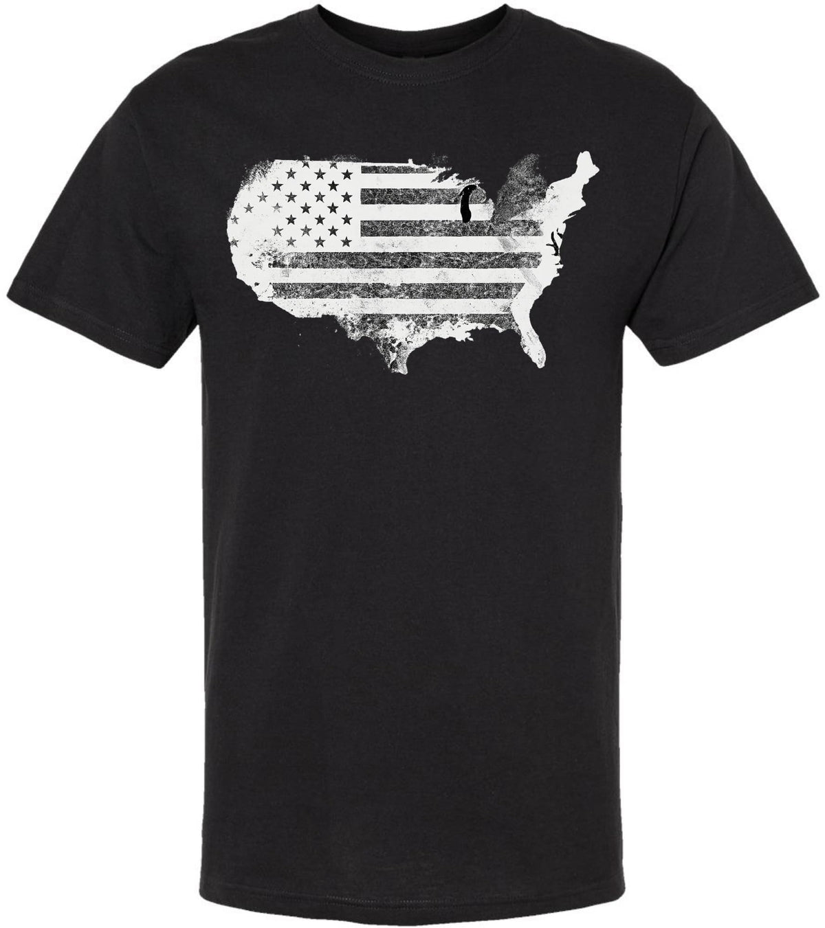 Vintage USA Map Flag Graphic Printed T-Shirt | USA Grunge 48 States Outline Patriotic 100% Cotton Crewneck Tee