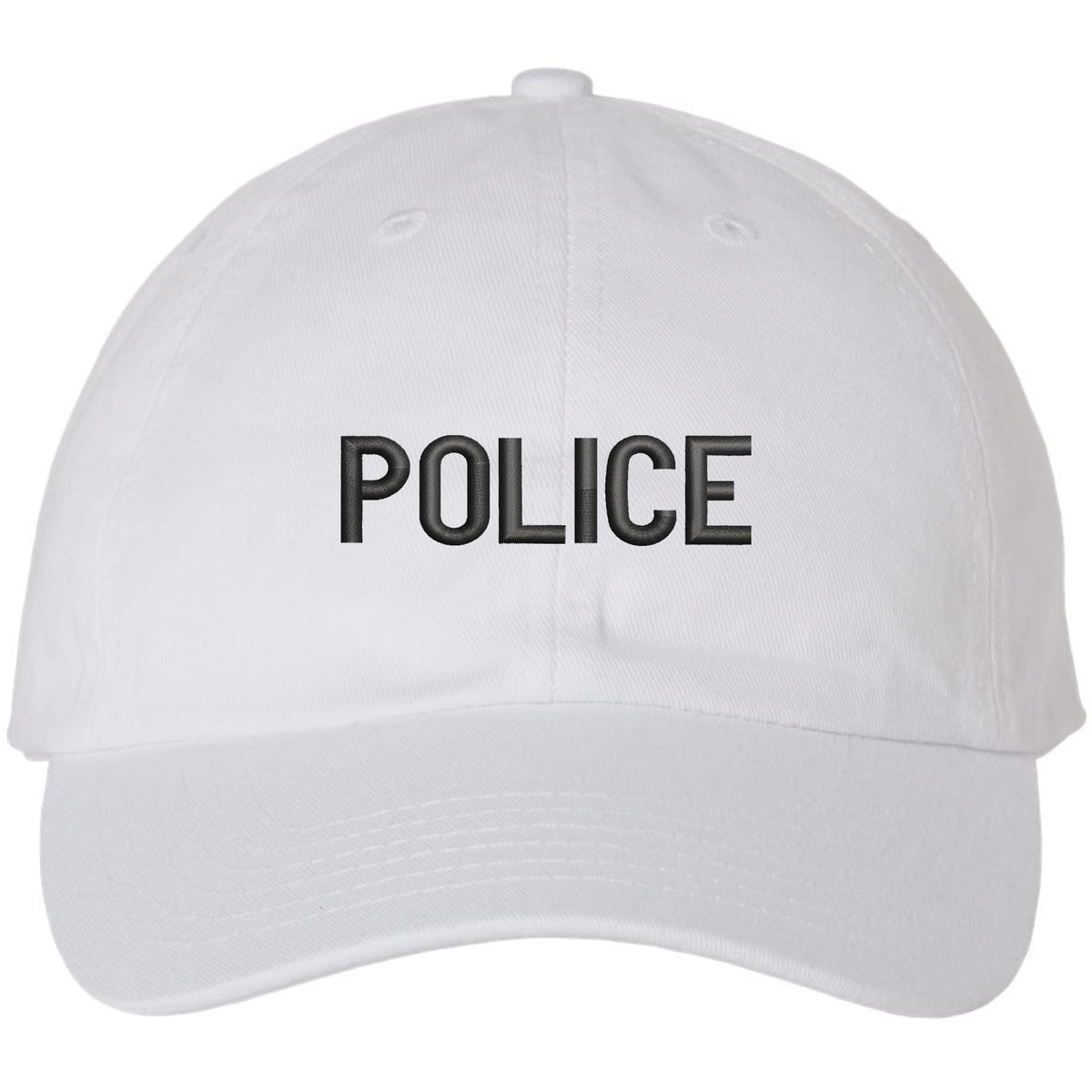 POLICE Unstructured Dad Hat Low Profile Adjustable Baseball Cap for Security, Guard & Law Enforcement Uniforms