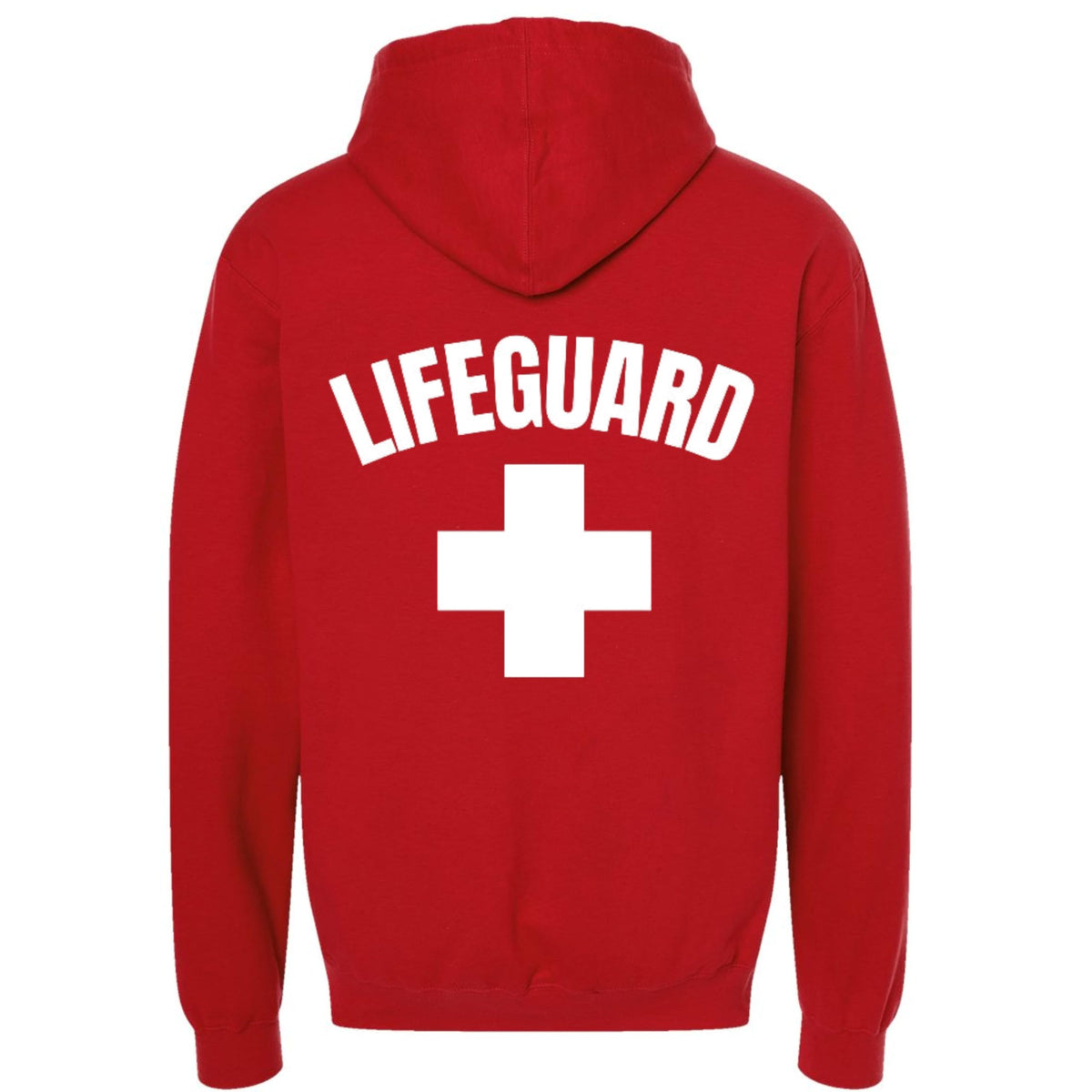 Red Lifeguard + White Cross Hooded Sweatshirt Pool Water Watch Safety Premium Pullover Hoodie
