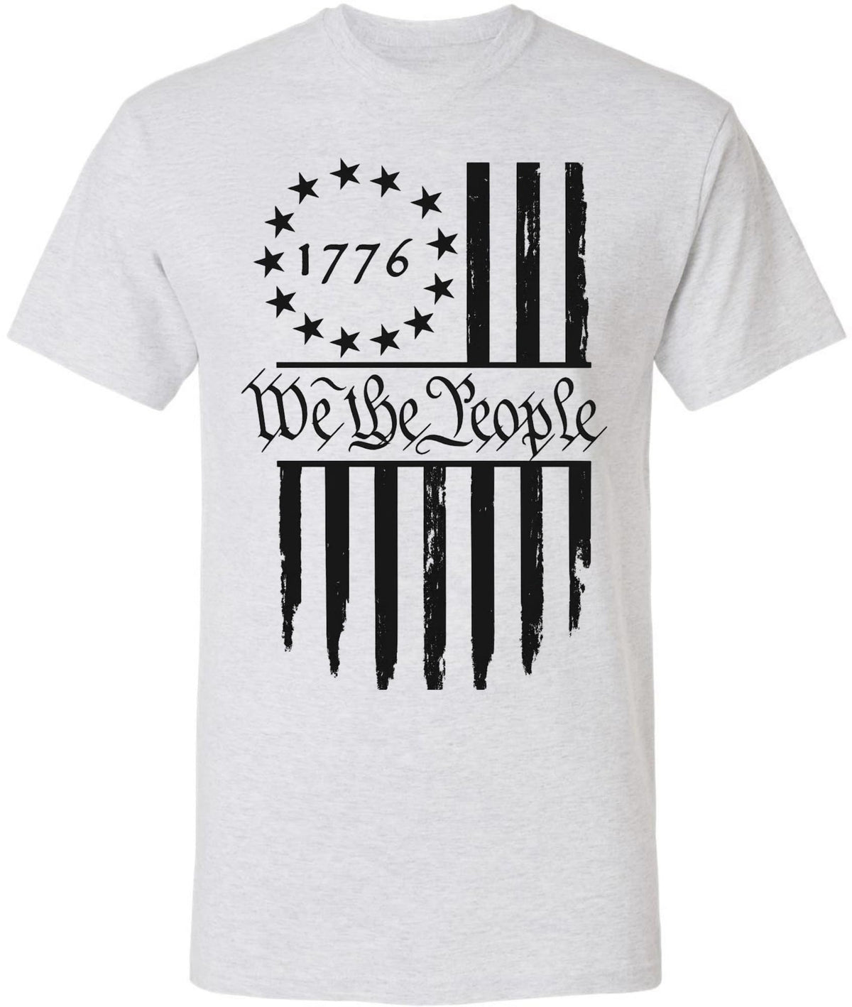 We The People 1776 USA Flag T-Shirt - Long Center Print American Distressed US Flags Patriots Tee Shirt