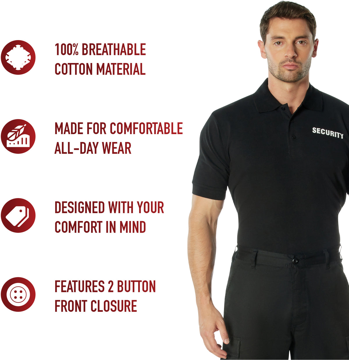 Black - Two Sided Law Enforcement SECURITY Golf Shirt