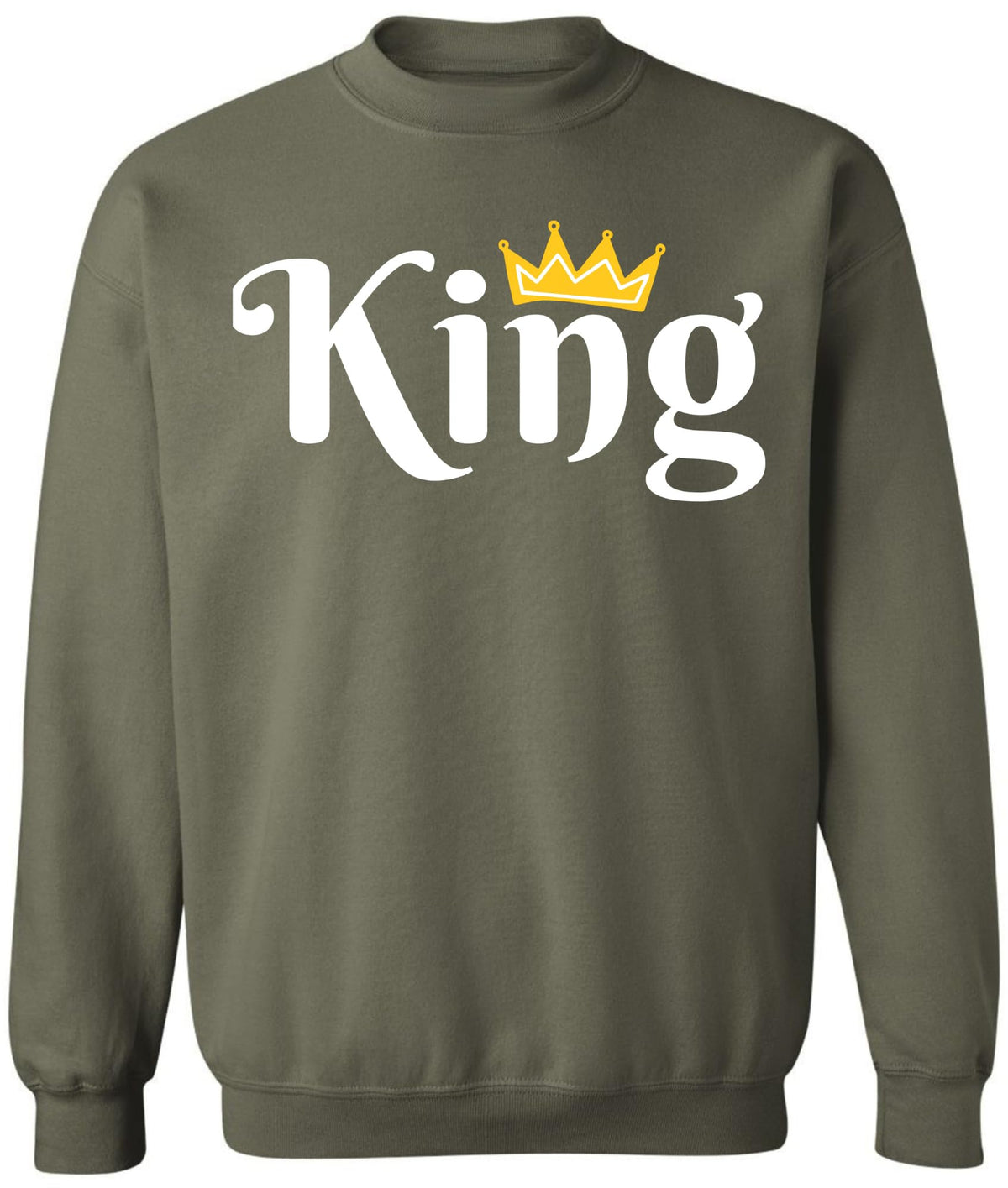 King Crown Printed Sweatshirt Royal Gift Boyfriend Husband Cotton Blend Crewneck Pullover