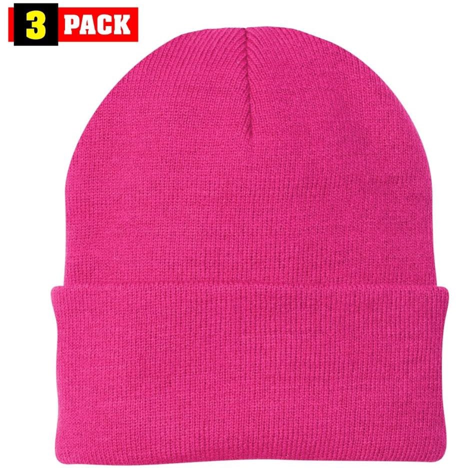 3 Pack Acrylic Beanie Watch Caps, Warm Knit Skull Cap for Men & Women, Blanks Soft Winter Hats