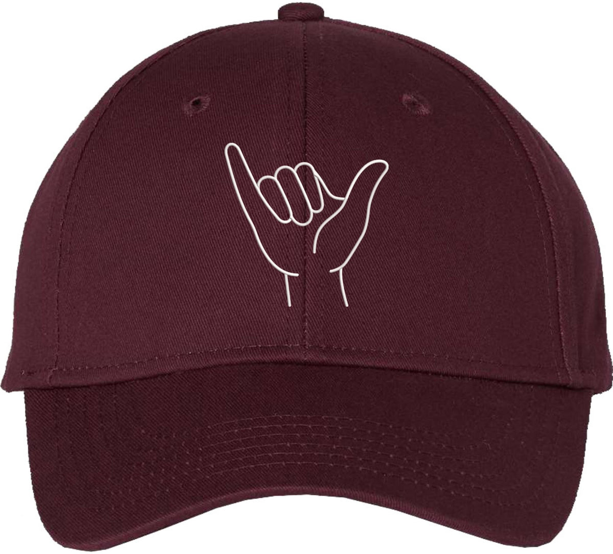 Shaka Hand Embroidered Baseball Cap | Hang Loose Minimal Line Art 100% Cotton Adjustable Unisex Dad Hat