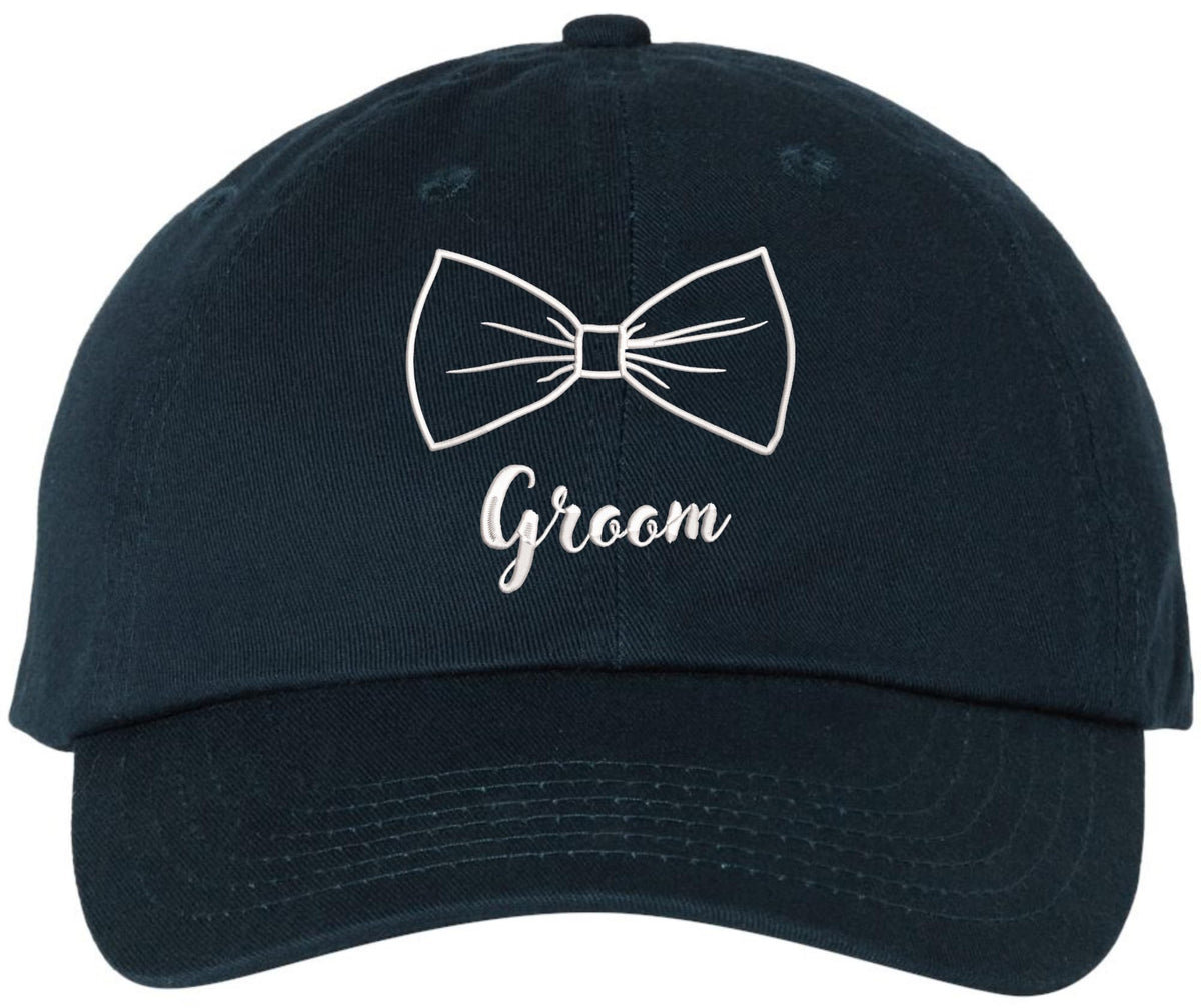 Groom Wedding Baseball Cap | Embroidered Bow Tie Design | Adjustable Snapback Hat for Bachelor Parties