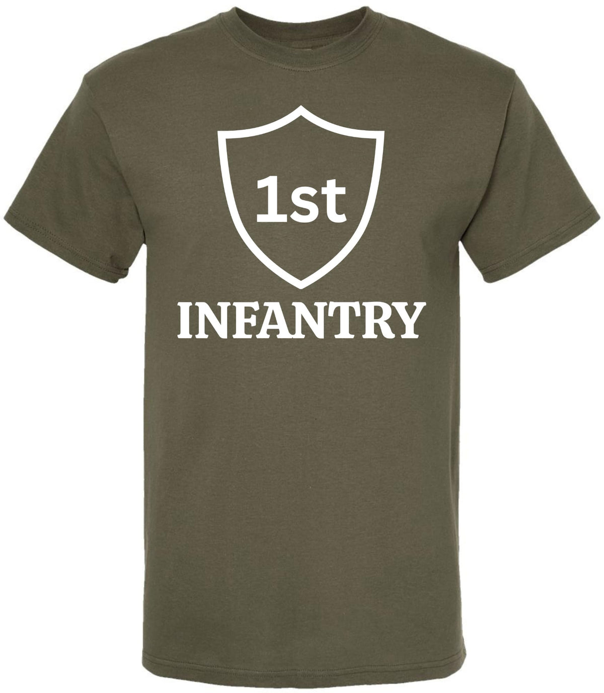 USA 1st Infantry Printed T-Shirt | U.S. Army Military Patriotic Tee | 100% Cotton Crewneck Unisex Shirt