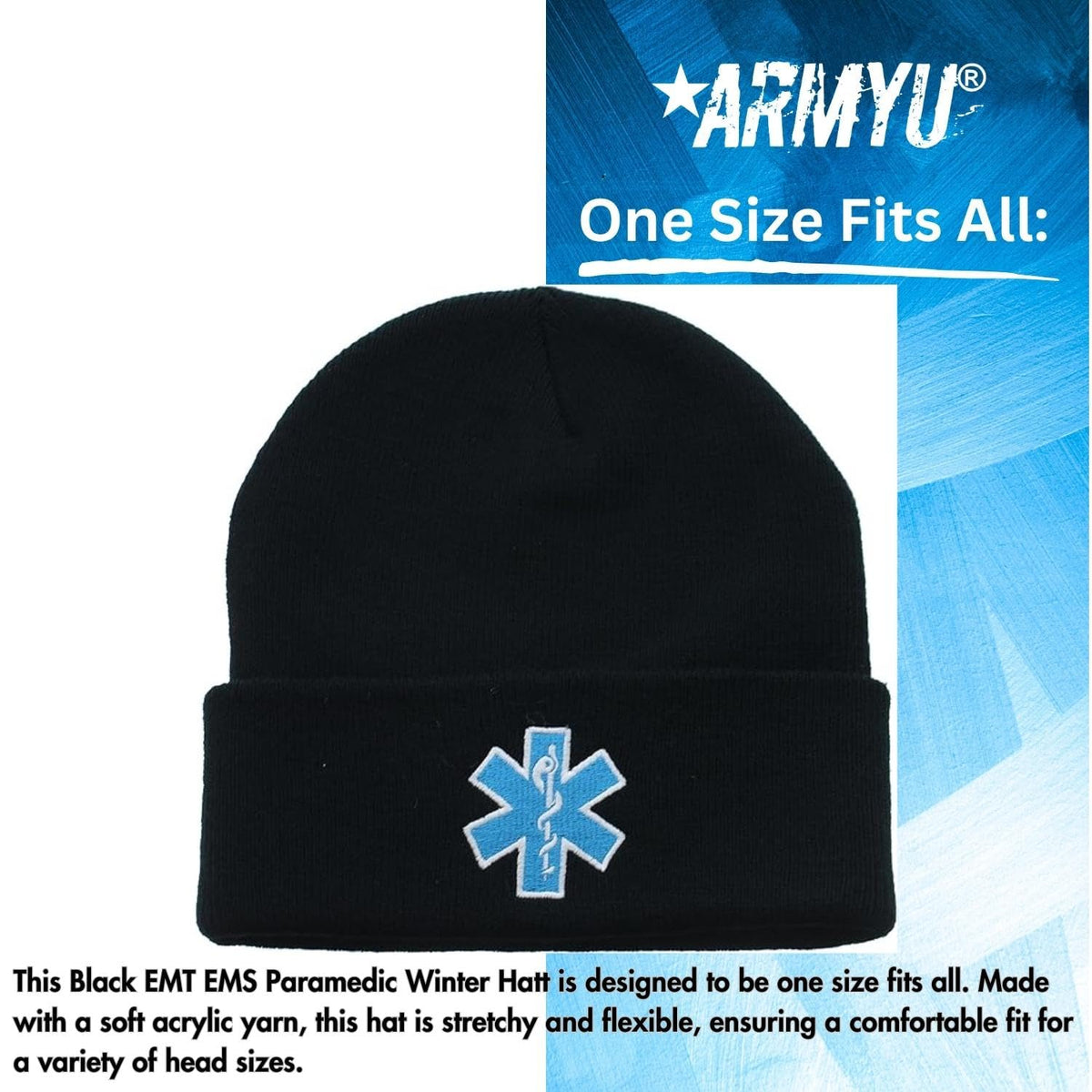EMS EMT Emergency Medical Star of Life Embroidered Knit Winter Acrylic Unisex Watch Cap Hat