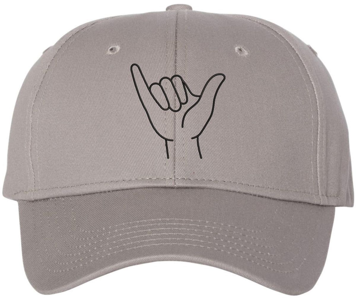 Shaka Hand Embroidered Baseball Cap | Hang Loose Minimal Line Art 100% Cotton Adjustable Unisex Dad Hat