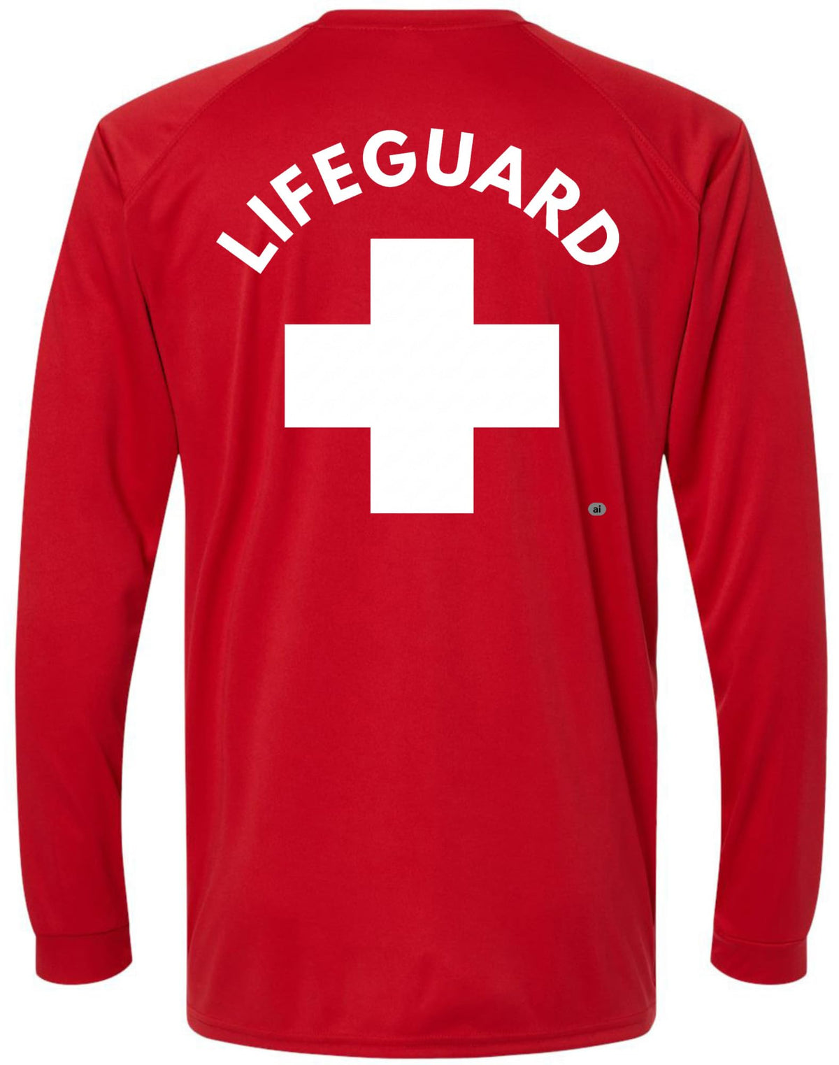 Lifeguard + Moisture Wicking Long Sleeve T-Shirt 100% Polyester Performance Uniform Sun Rash Guard Shirt