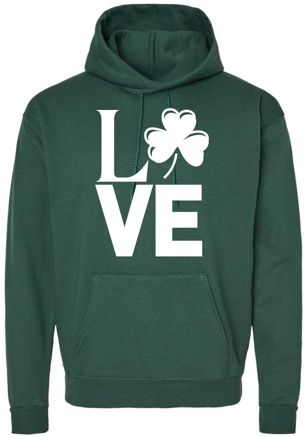Love Printed Hooded Sweatshirt | St. Patrick's Day Irish Holiday Costume Hoodie | for Men & Women, Dark Green
