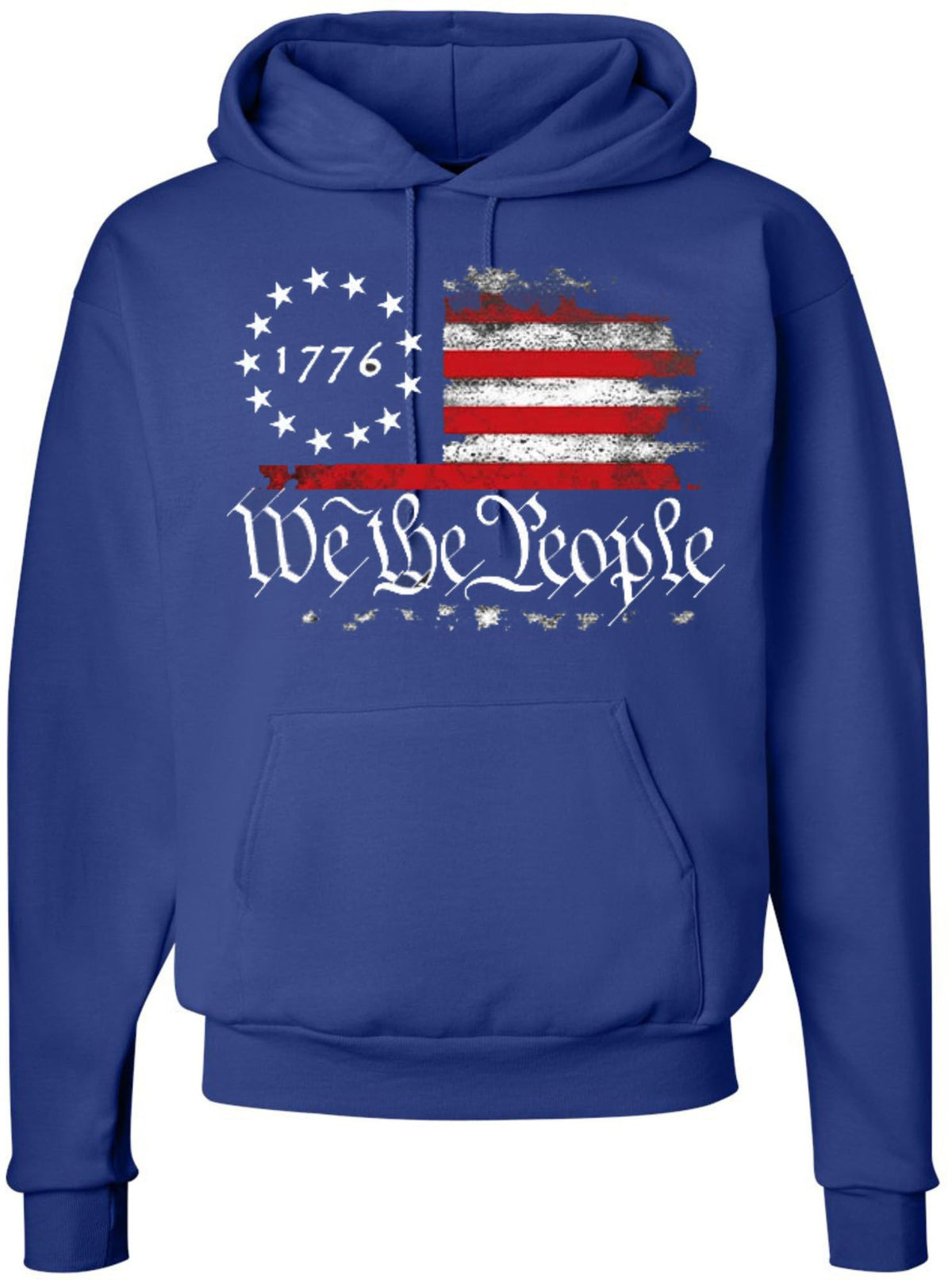 We the People 1776 USA Vintage Flag Hooded Sweatshirt Distressed US Pride Patriotic Warm Pullover Hoodie