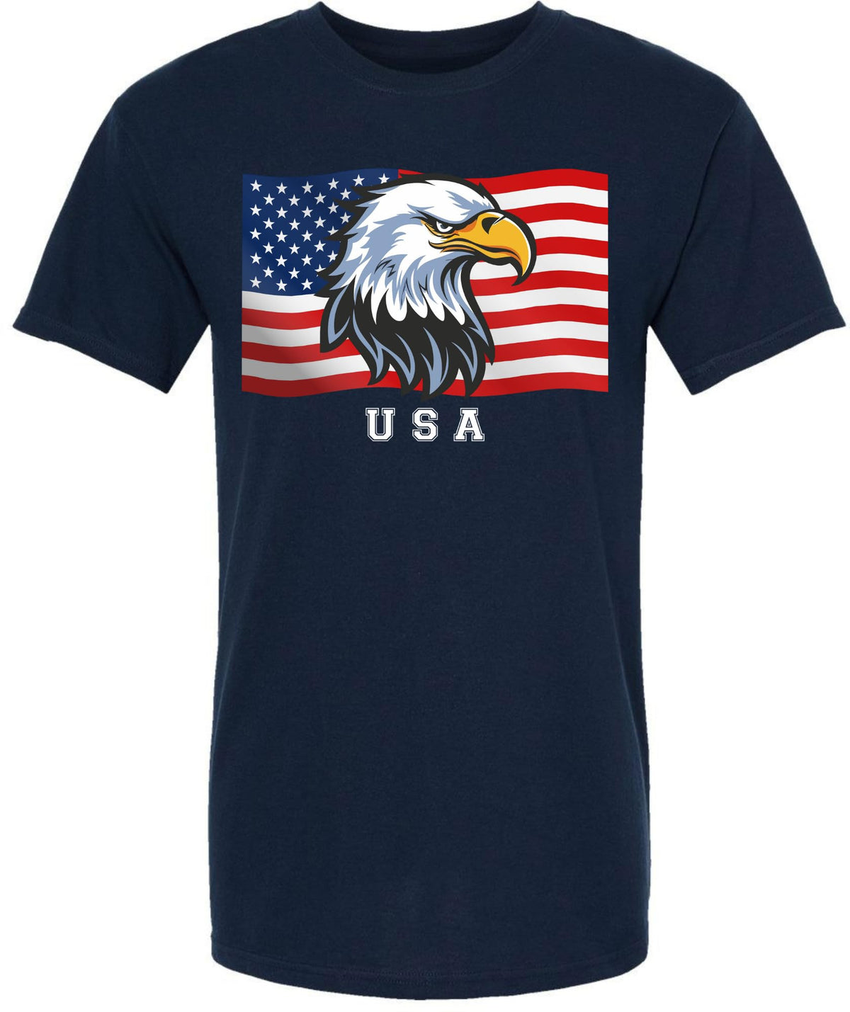 USA Eagle Flag Printed T-Shirt Patriotic American Bald Eagle Graphic 4th of July Cotton Tee