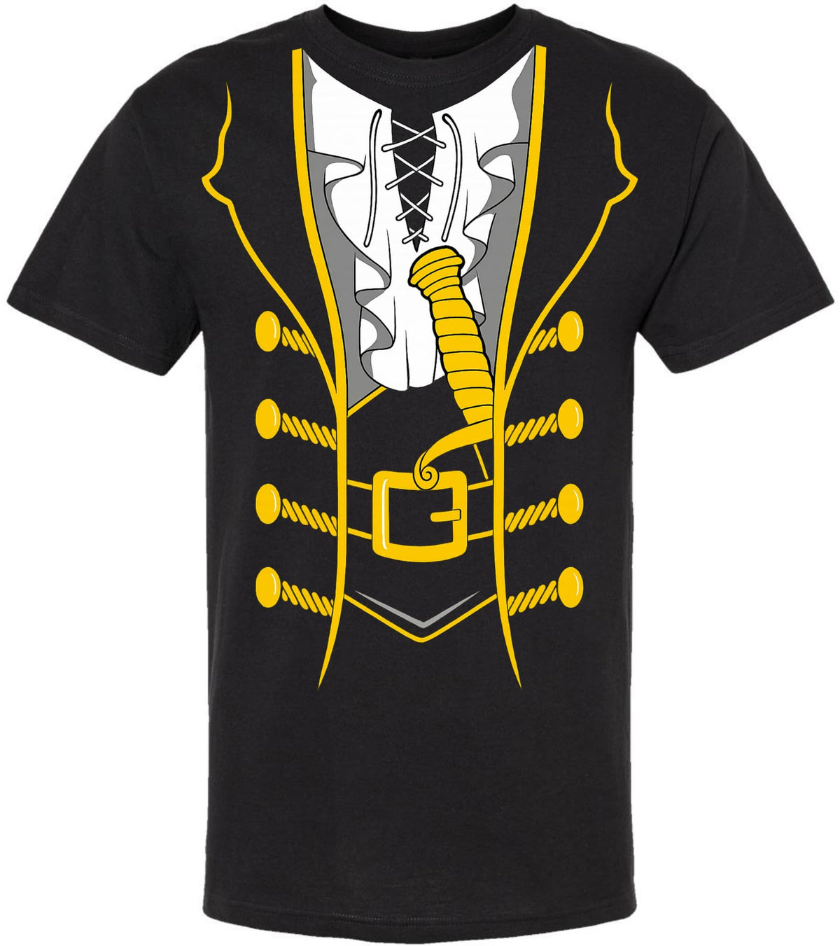 Pirate Costume Printed T-Shirt | Funny Halloween Cosplay Outfit Tee Shirt Captain Graphic Top, Black